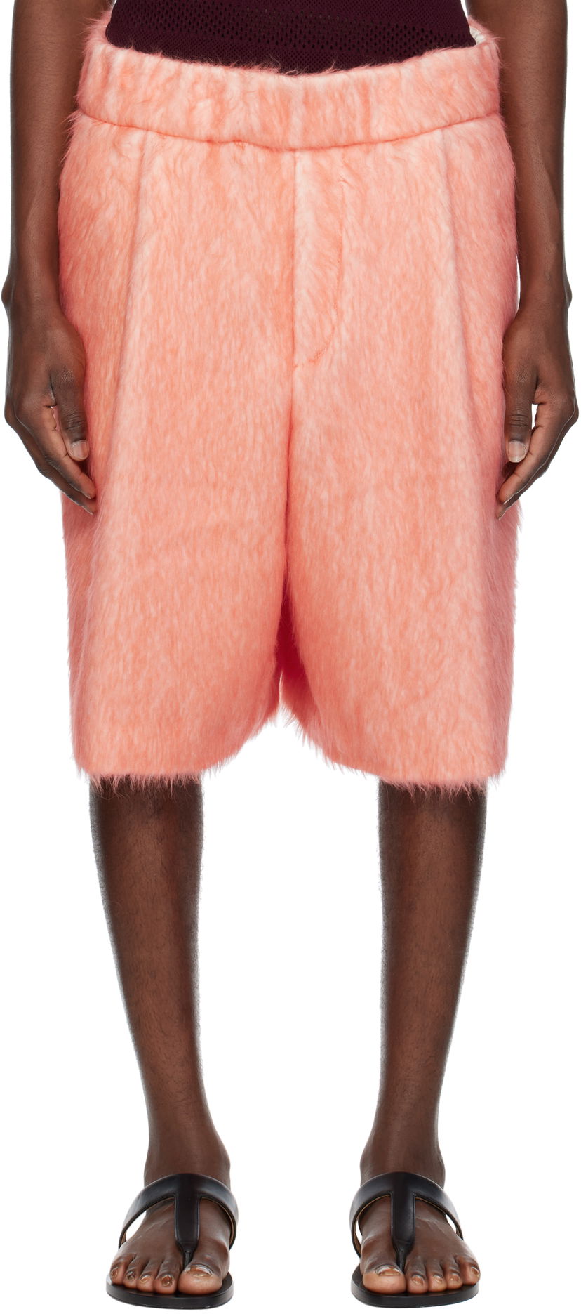 Шорти Dries Van Noten Dries Van Noten Pleated Shag-Knit Shorts Помаранчевий | 251-020953-1443
