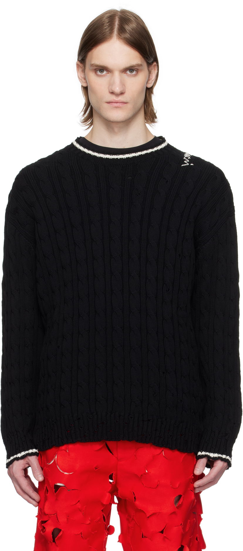 Cветр Marni Dishevelled Cable Cotton Gauge 5 Sweater чорний | GCMG0425Q0 UFC656