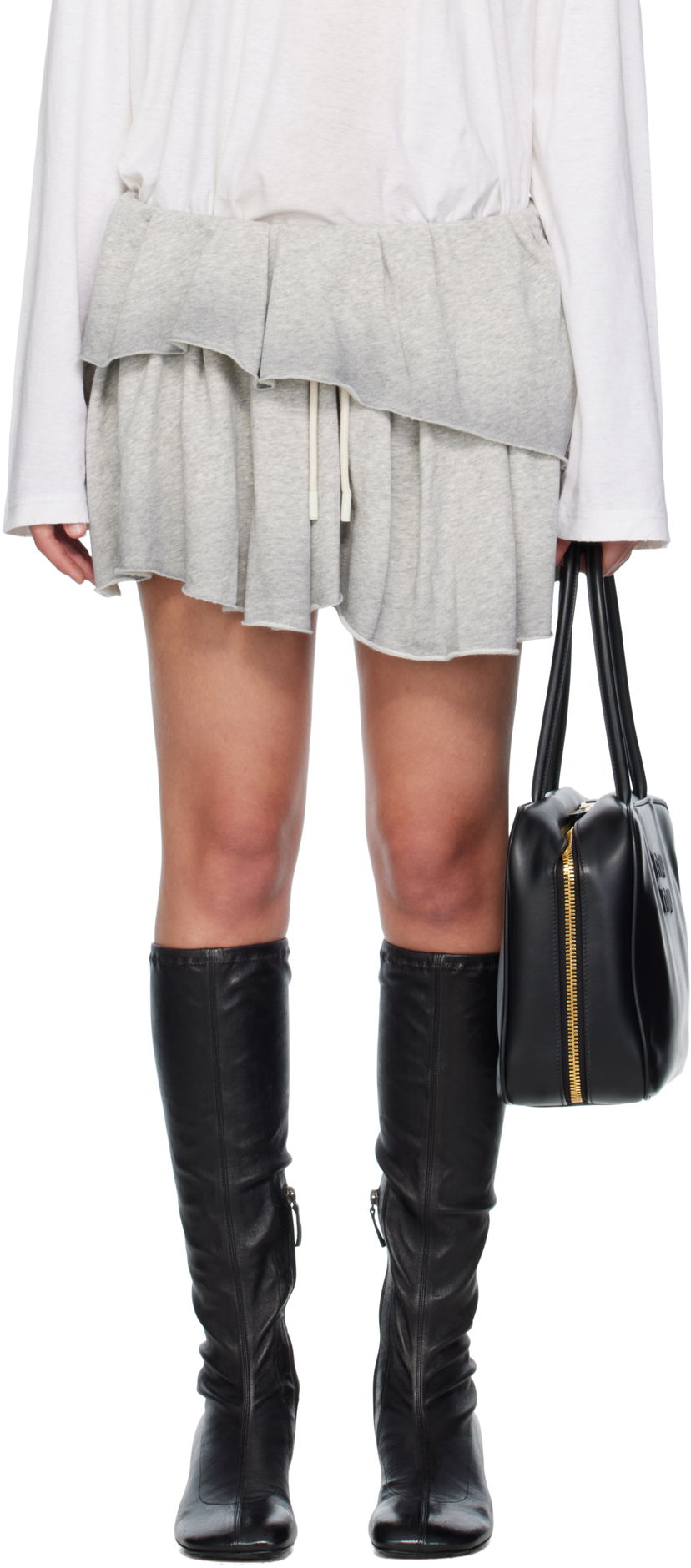 Спідниця Acne Studios Acne Studios Layered Fleece Mini Skirt Сірий | AF0540-