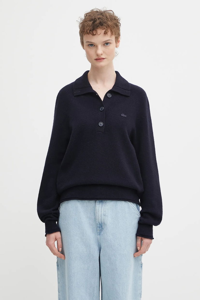 Cветр Lacoste Lacoste Wool Polo Sweater темно-синій | AF4010