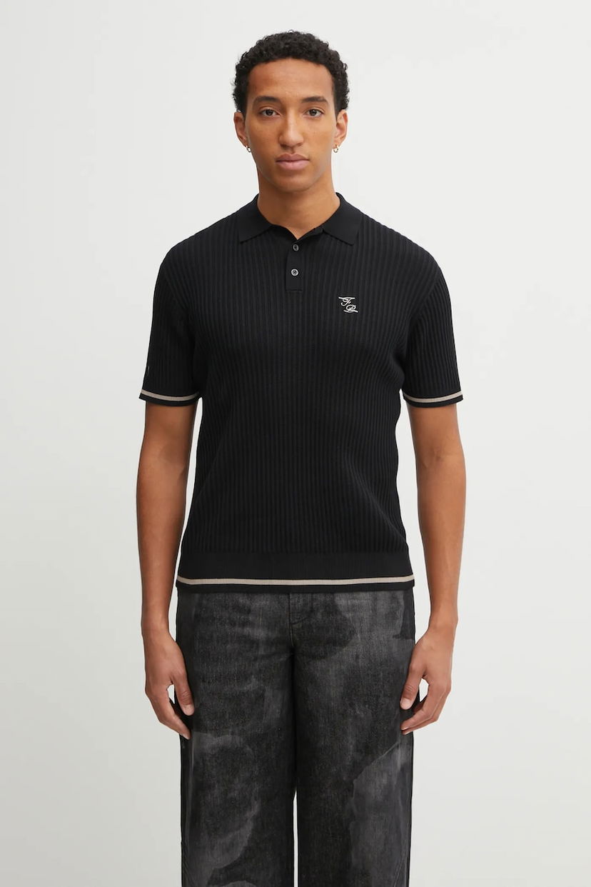 Сорочка поло Filling Pieces Cotton Fine Knit Polo чорний | 422570500127