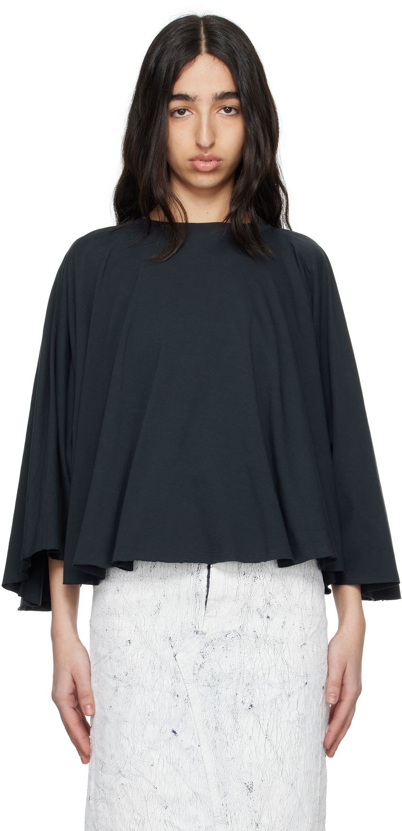 Cветр Maison Margiela MM6 Maison Margiela Jersey Batwing Top чорний | S62NH0038 M20115