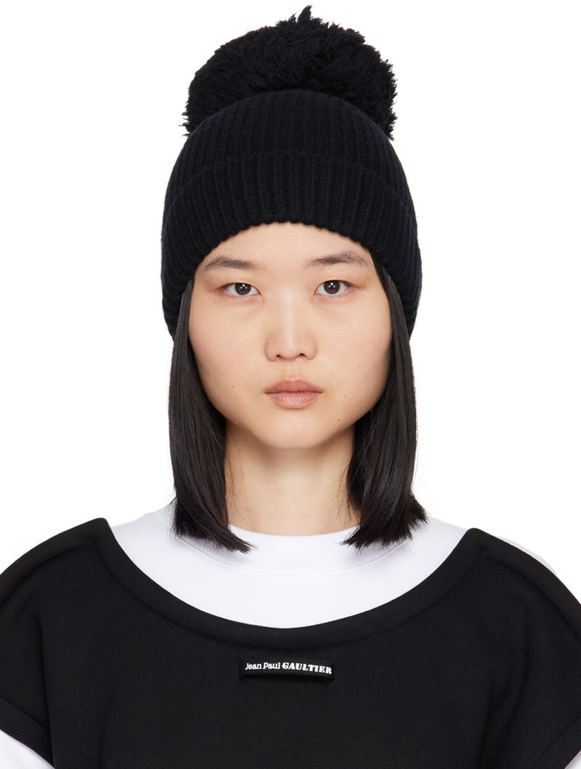 Шапка Jean Paul Gaultier Pompom Beanie чорний | 24/30-U-CC031-M074-00