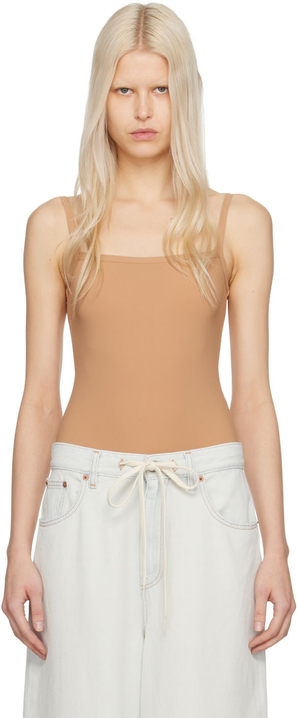 Боді Maison Margiela MM6 Square Neck Bodysuit бежевий | S52NA0060 S24625