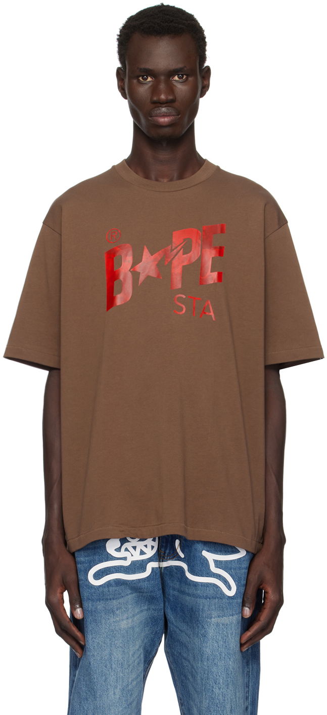 Футболка BAPE Sta Logo T-Shirt Коричневий | 001TEK801354M