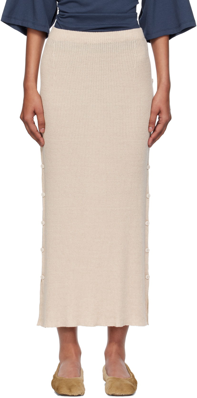 Спідниця Baserange Baserange Franca Midi Knit Skirt бежевий | SSFR-LS-AU25