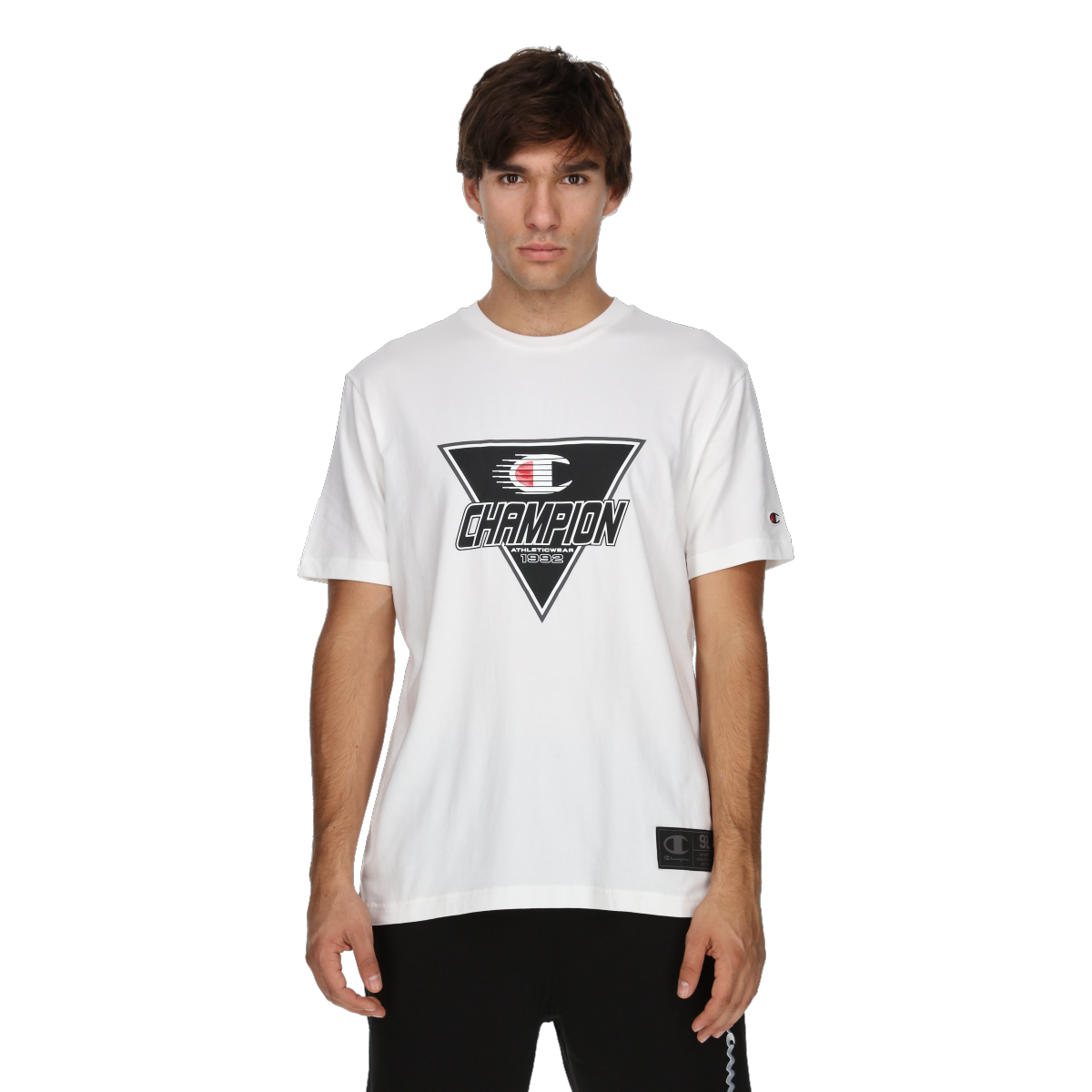 Футболка Champion Short Sleeve Crew Neck T-Shirt with Triangular Graphic білий | 220366-WW001, 0