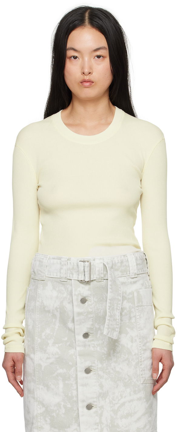Cветр LEMAIRE LEMAIRE Women's Ribbed Long Sleeve T-Shirt Жовтий | TO1147 LJ1017