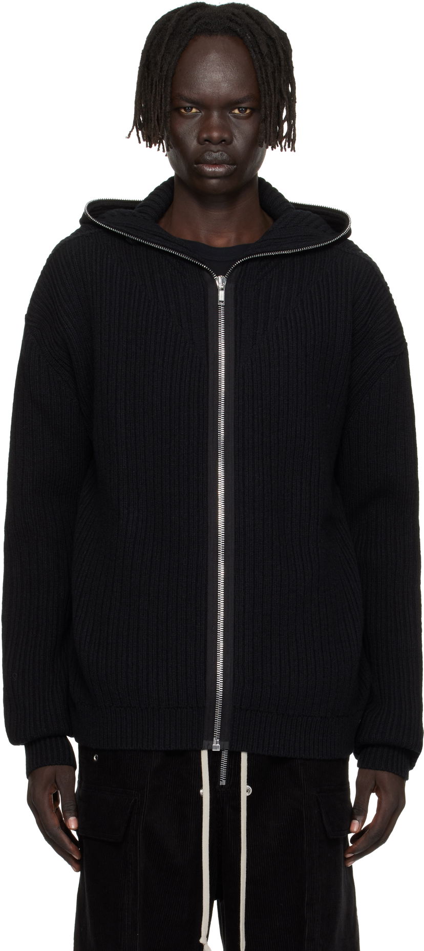Світшоти Rick Owens Rick Owens Concordians Zipped Knit Hoodie чорний | RU02E1647 KWV