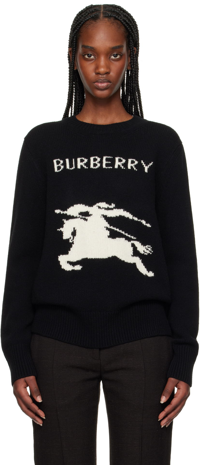 Cветр Burberry Burberry Equestrian Knight Design Wool Cashmere Sweater чорний | 8103048