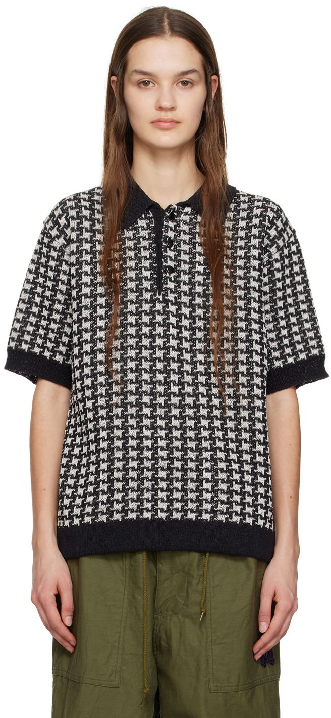 Сорочка поло Needles NEEDLES Houndstooth Knit Polo чорний | MR323