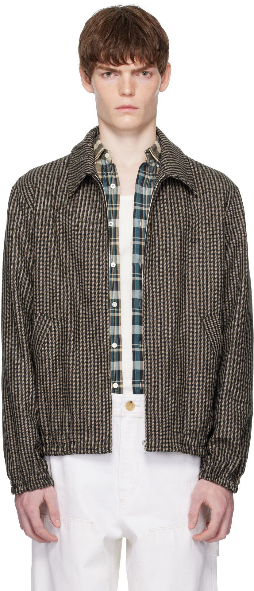 Куртка A.P.C. A.P.C. Gilbert Houndstooth Zip Jacket Коричневий | WOASP-M32018
