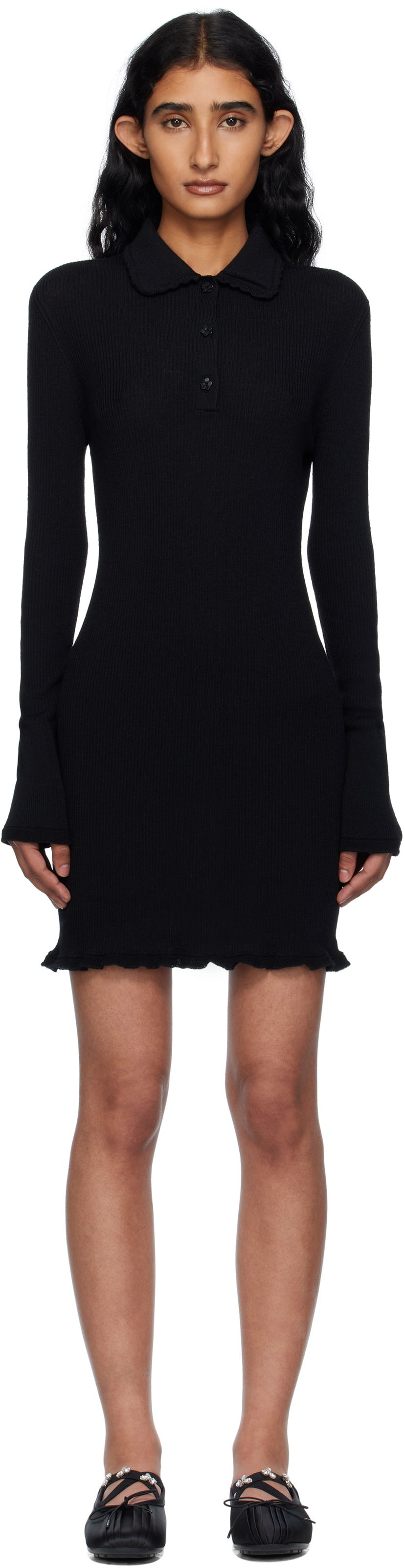 плаття Cecilie Bahnsen Cecilie Bahnsen Botka Knit Polo Minidress чорний | 2.25KNI57001 BOTKA DRESS