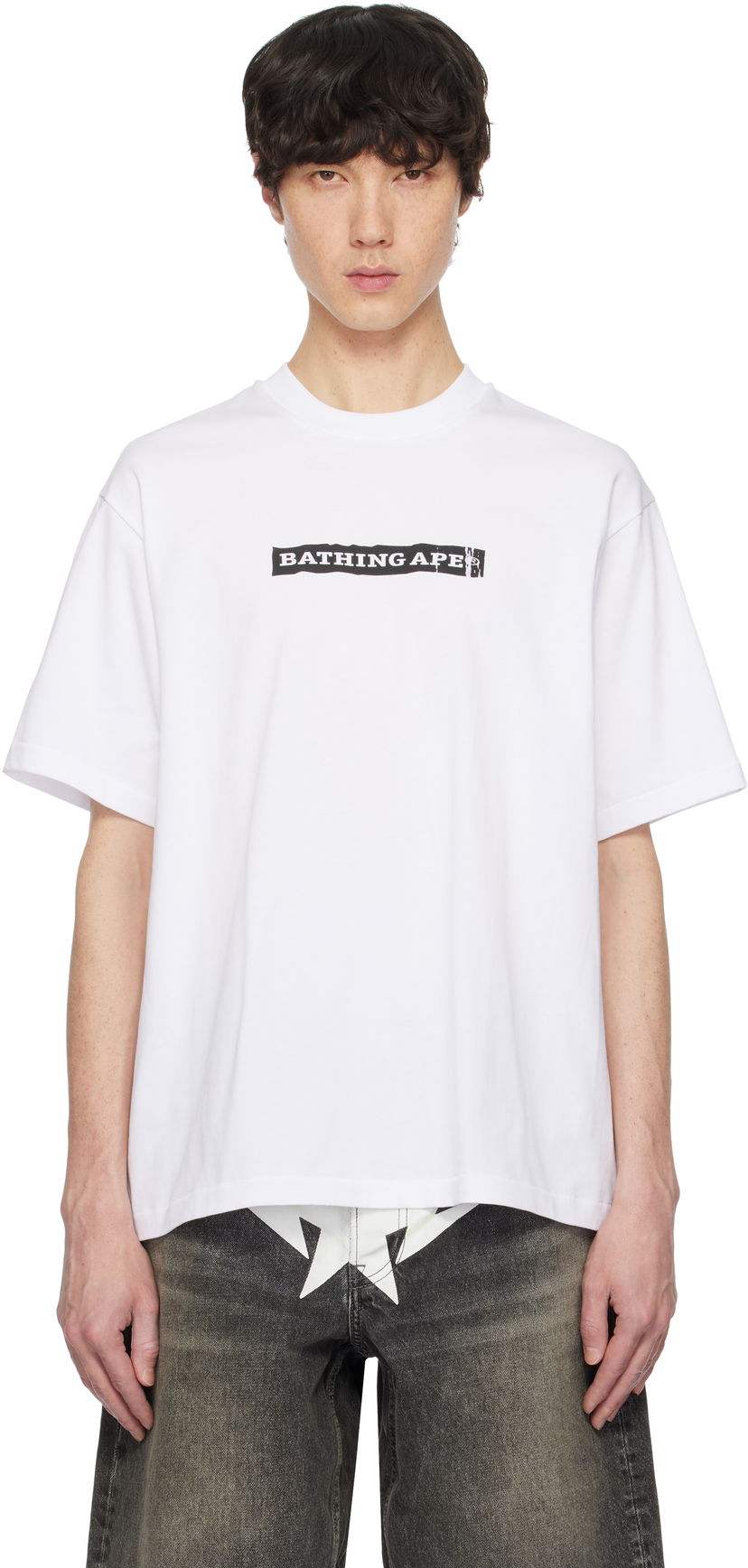 Футболка BAPE Stencil Logo Relaxed Fit T-Shirt білий | 001TEK801332M