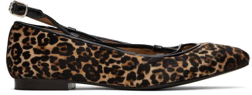 Кросівки та взуття A.P.C. A.P.C. Katie Leopard Print Calf Hair Ballerina Flats Коричневий | PXBUM-F53309