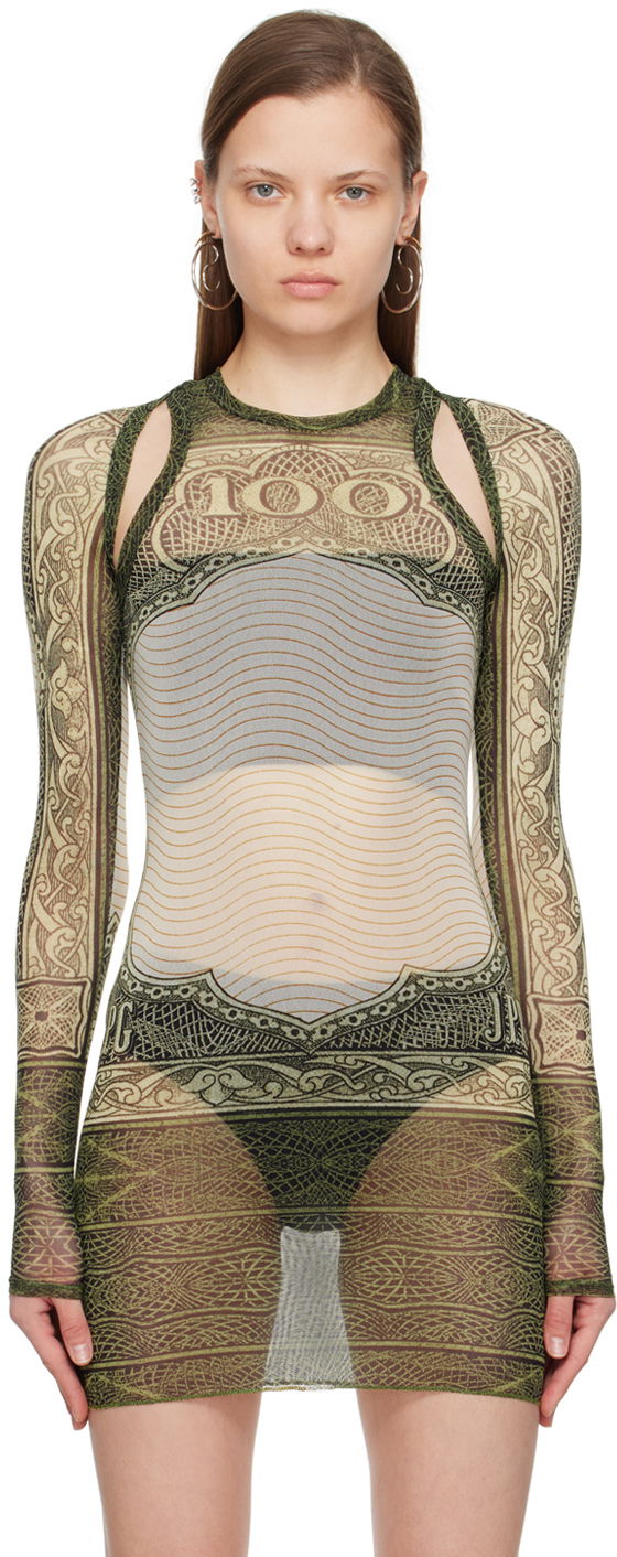 плаття Jean Paul Gaultier Jean Paul Gaultier 'The Cartouche' Mesh Tunic Зелений | 24/25-F-TO126-T515-400300156