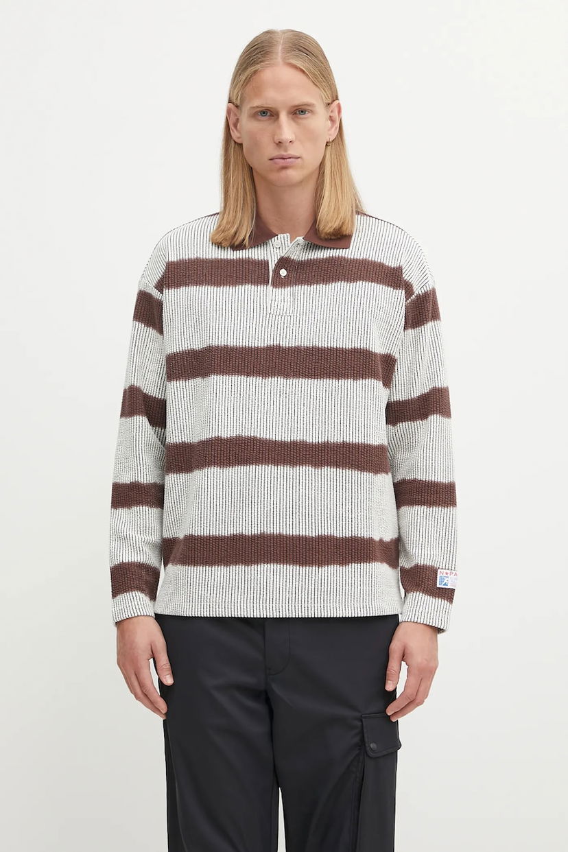 Сорочка поло Napapijri Martine Rose Ribbed Striped Long-Sleeved Polo Shirt білий | NP0A4FPHL641