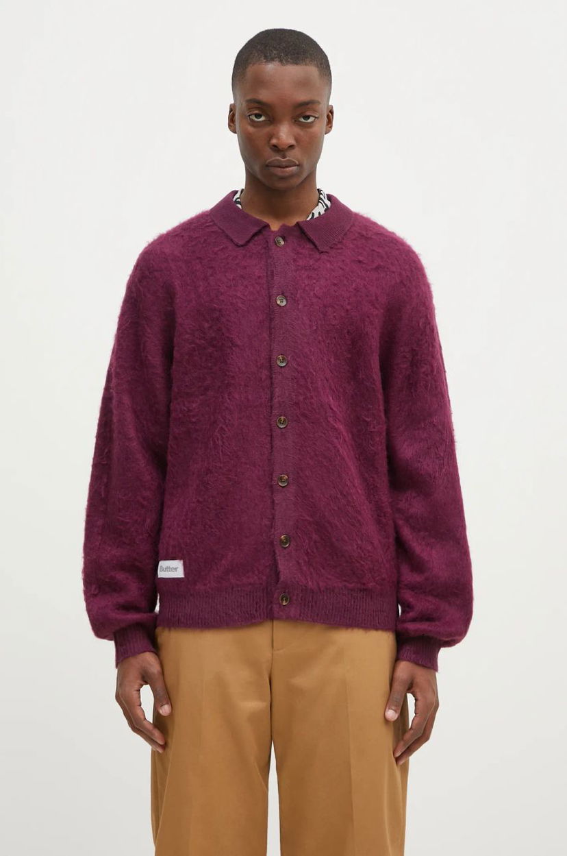 Cветр Butter Goods Mohair Button Up Knitted Cardigan Бордовий | BG243400