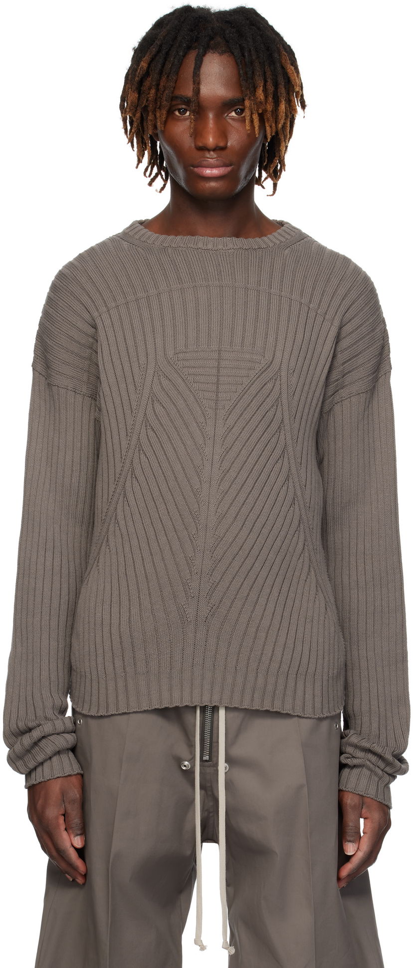 Cветр Rick Owens Rick Owens Hollywood Round Neck Sweater Сірий | RU01E5664 KEC