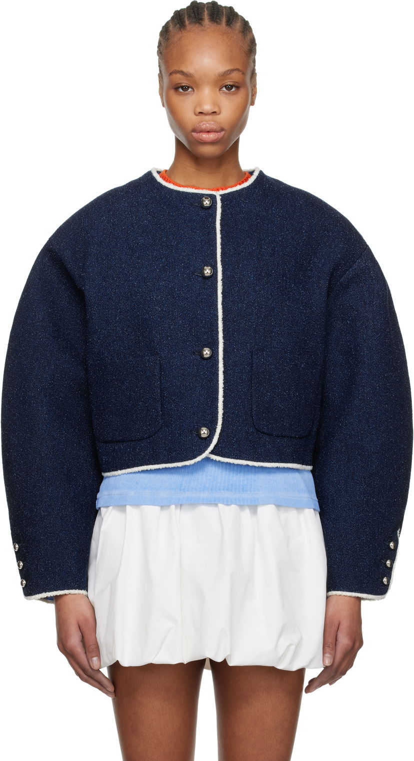 Cветр MSGM MSGM Patch Pocket Cropped Denim Jacket темно-синій | 3841MDG03 257112