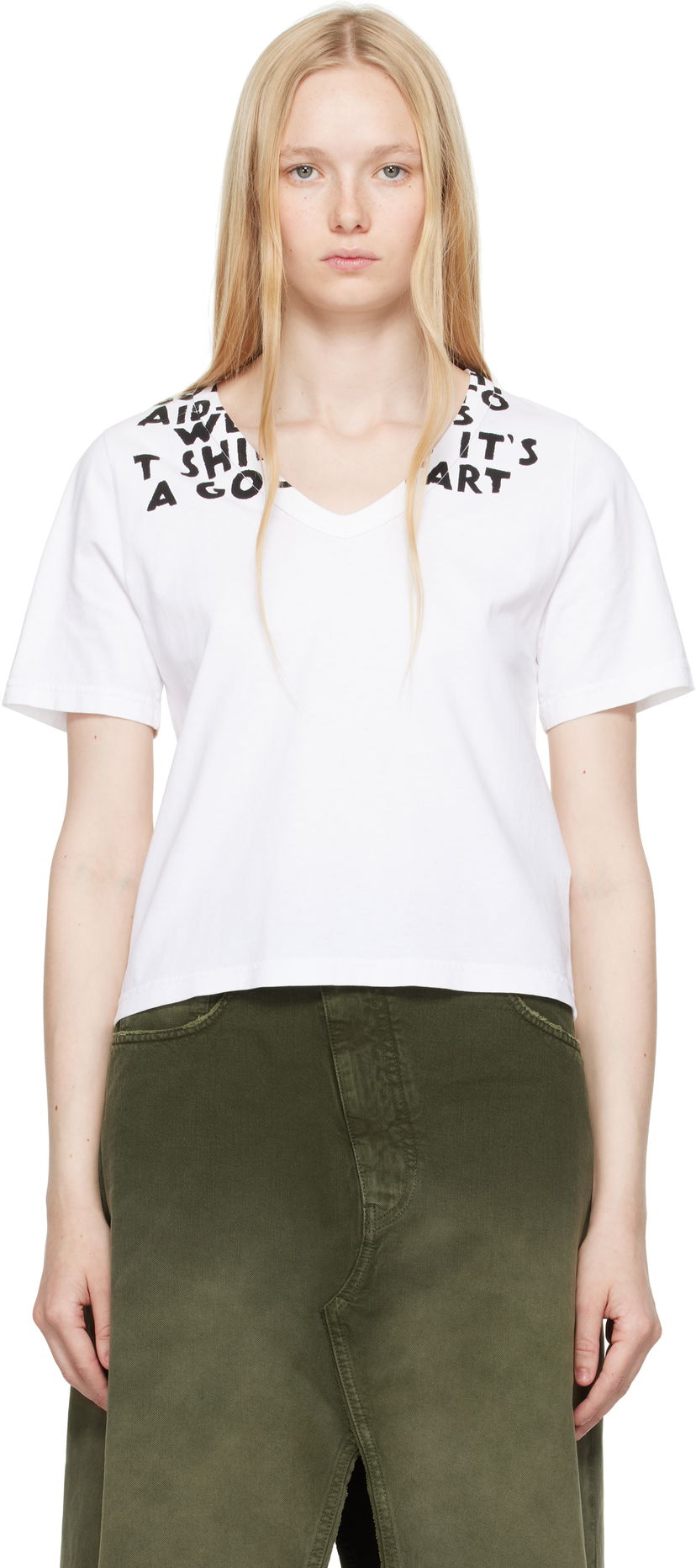 Футболка Maison Margiela MM6 Maison Margiela V-Neck SIDA Print T-Shirt білий | S62GD0203 M20108