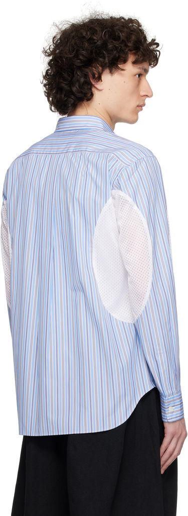 Сорочка Comme des Garçons Broad Stripe x Polyester Mesh Shirt Синій | DO-B025-051, 2