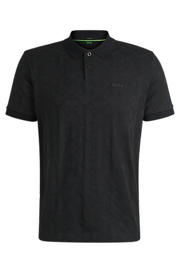 Сорочка поло BOSS BOSS Circle Jacquard Polo Shirt чорний | 50538191