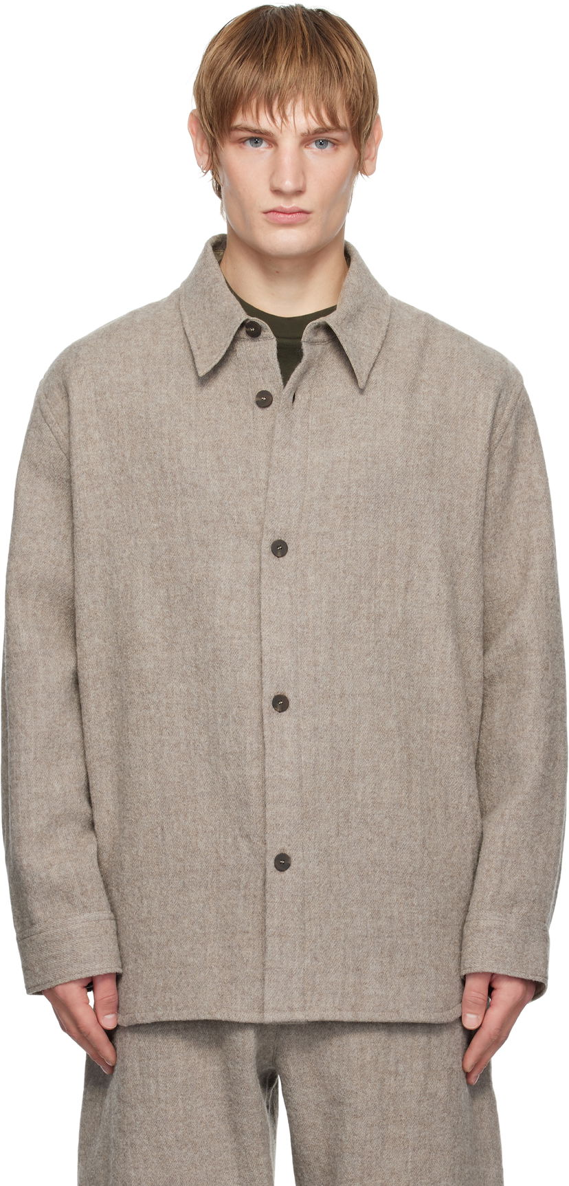 Сорочка Studio Nicholson Studio Nicholson Deck Wool Shirt бежевий | DECK SNM - 1296