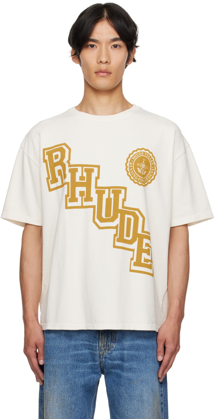 Футболка Rhude Rhude Collegiate Crest T-Shirt білий | RHPF25TT23012