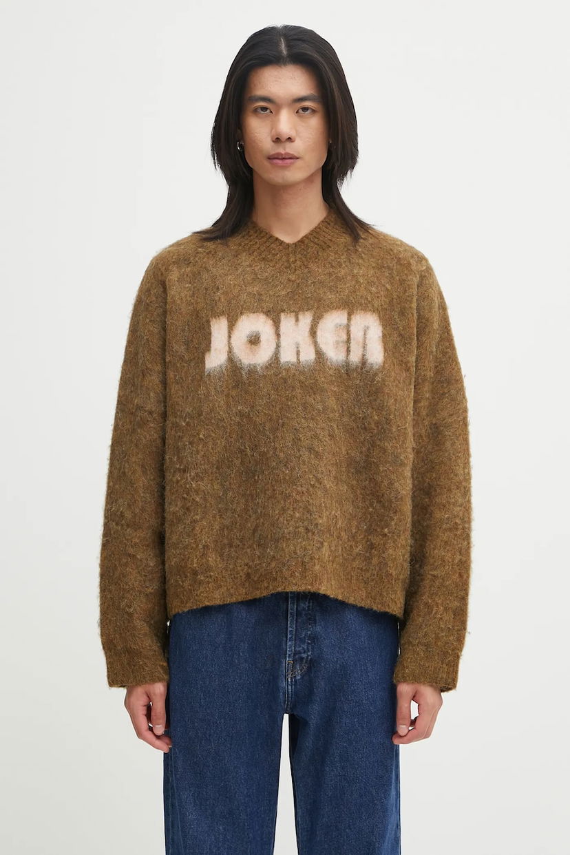 Cветр Martine Rose Martine Rose Brushed Mohair V-Neck Sweater Коричневий | 948YA0700