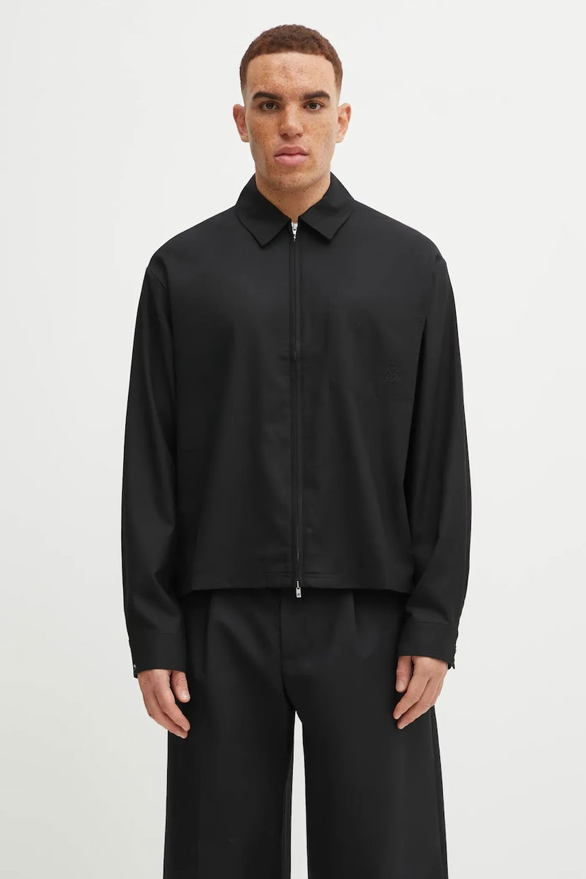 Сорочка Represent Clo Wool Blend Relaxed Fit Zip Up Shirt with Classic Collar чорний | MLM100423