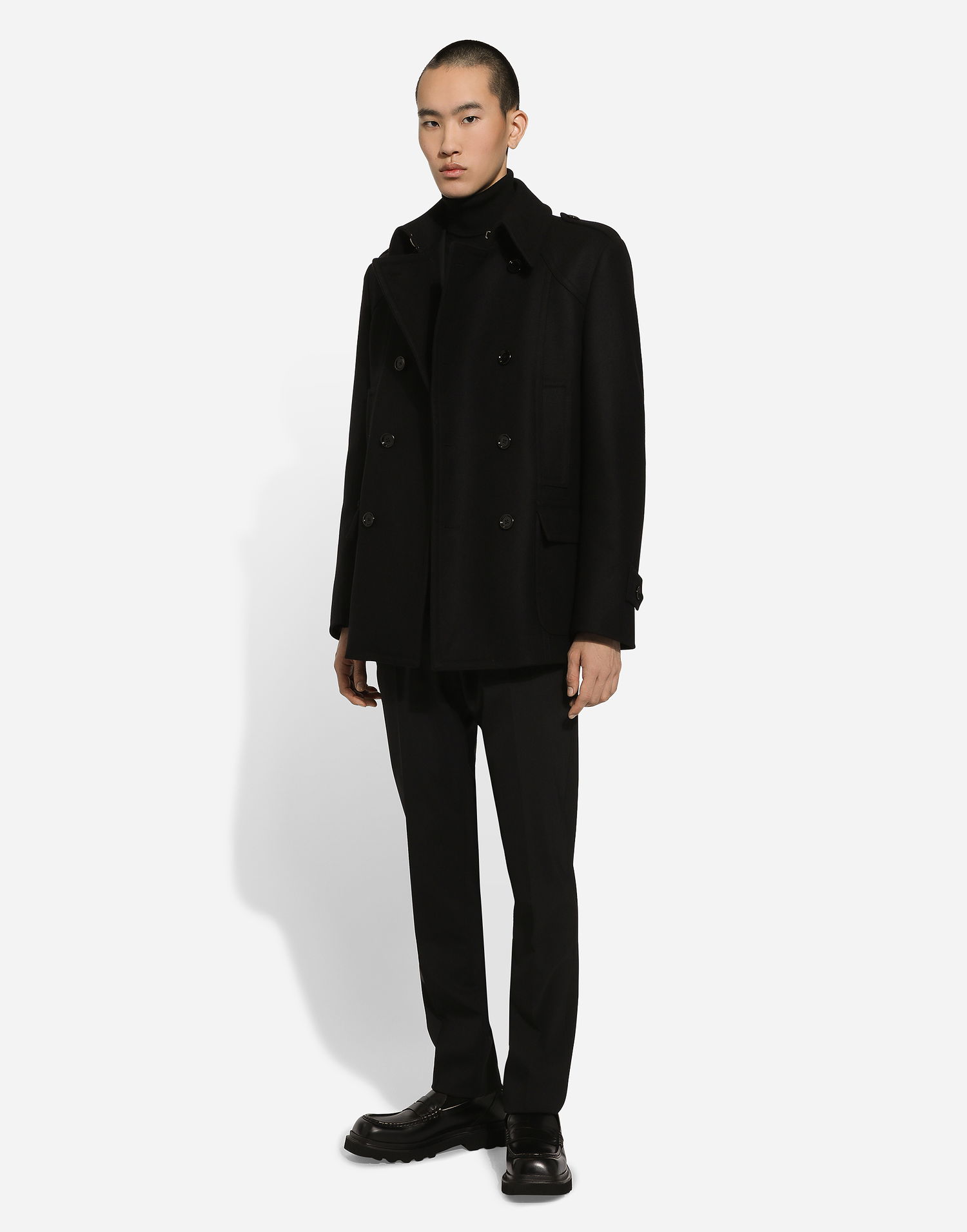 Пальто Dolce & Gabbana Dolce & Gabbana Double-breasted Wool-blend Pea Coat чорний | G046UTHUMT8N0000, 1