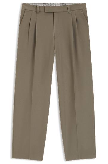 Штани BOSS Relaxed Fit Double Pleat Trousers Зелений | 50551532