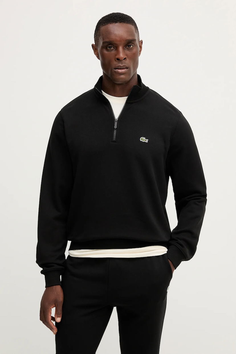 Світшоти Lacoste Lacoste Men's Quarter-Zip Sweatshirt чорний | SH9774