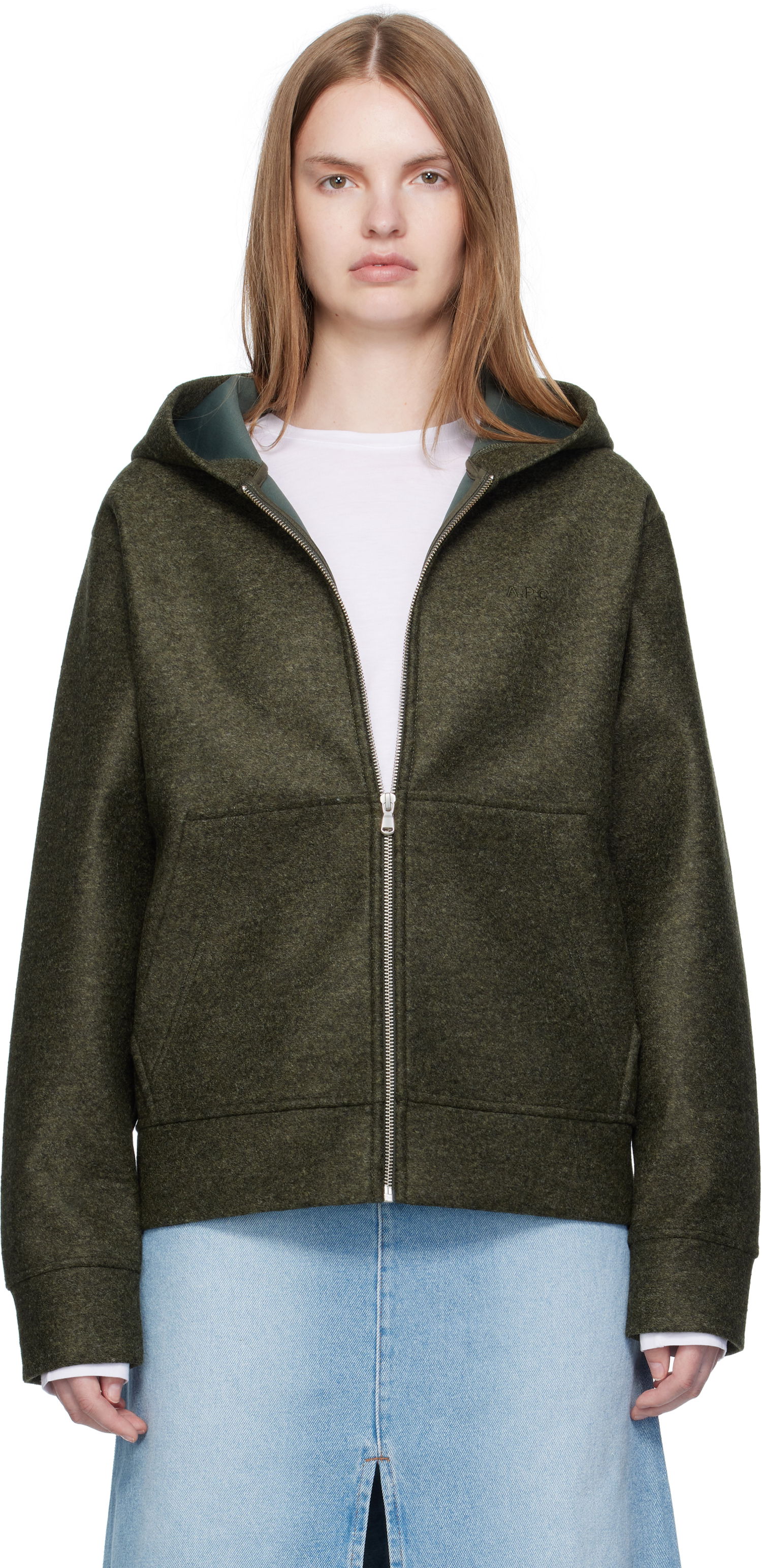 Світшоти A.P.C. A.P.C. Alvin Wool Zip-Up Hoodie Зелений | PSAFU-M27993, 0