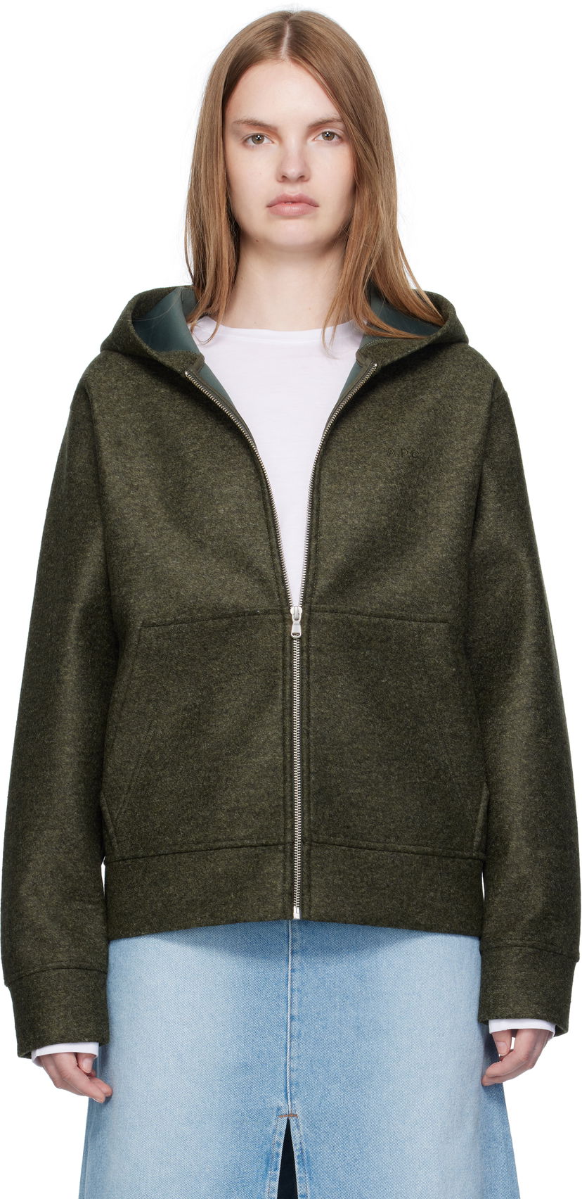 Світшоти A.P.C. A.P.C. Alvin Wool Zip-Up Hoodie Зелений | PSAFU-M27993