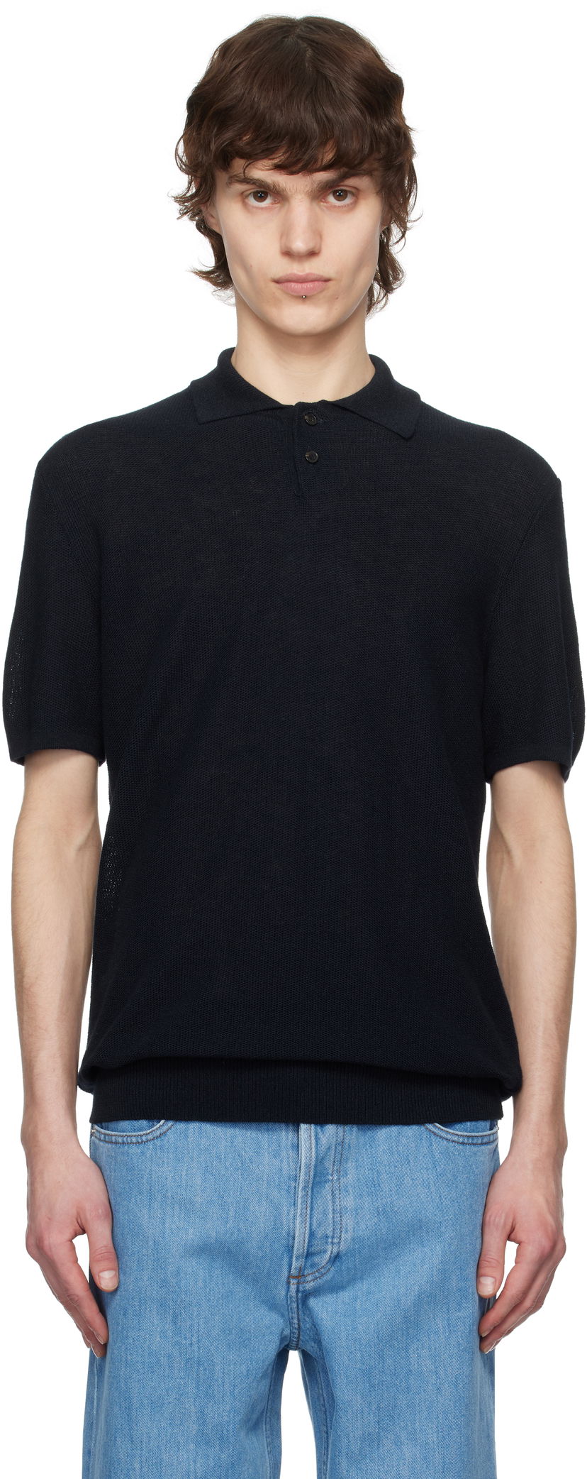 Сорочка поло A.P.C. A.P.C. Jay Knit Polo Shirt темно-синій | VIAJC-H23315