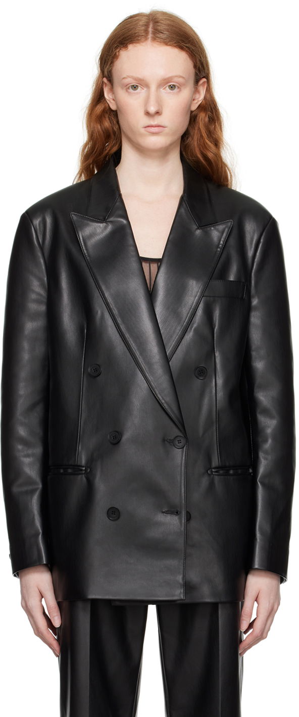Куртка Stella McCartney Stella McCartney Oversized Faux-Leather Blazer чорний | 6500653BU393