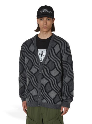 Cветр Awake NY Wavy Jacquard Mohair Cardigan чорний | AWK-SP23-KN001  CHA