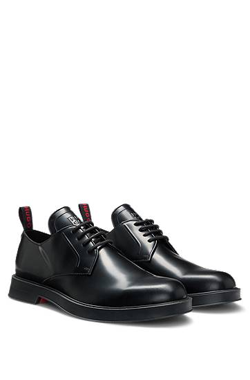 Догляд за взуттям BOSS Leather Derby Shoes with Stacked-Logo Tongue чорний | 50548550