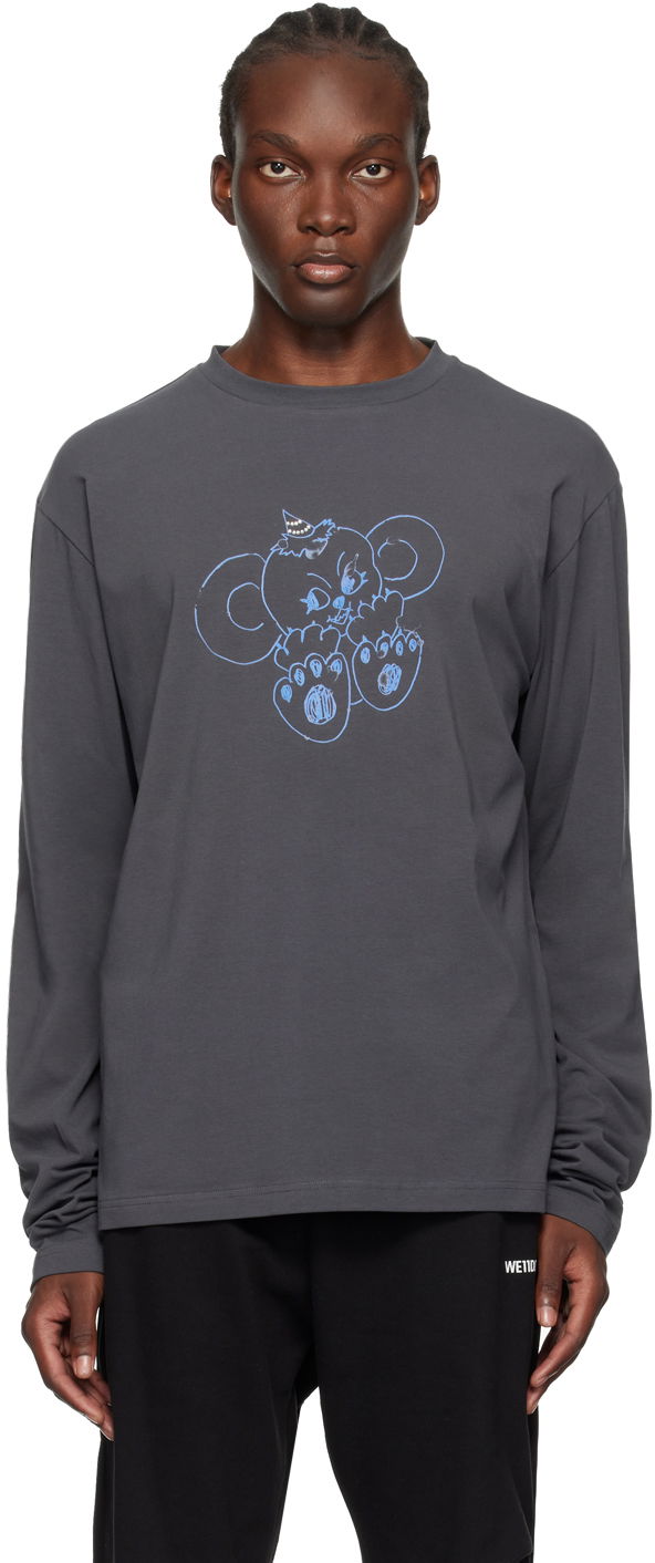 Футболка We11done Monster Long Sleeve Graphic T-Shirt Сірий | WD-TT2-24-757-U-CH