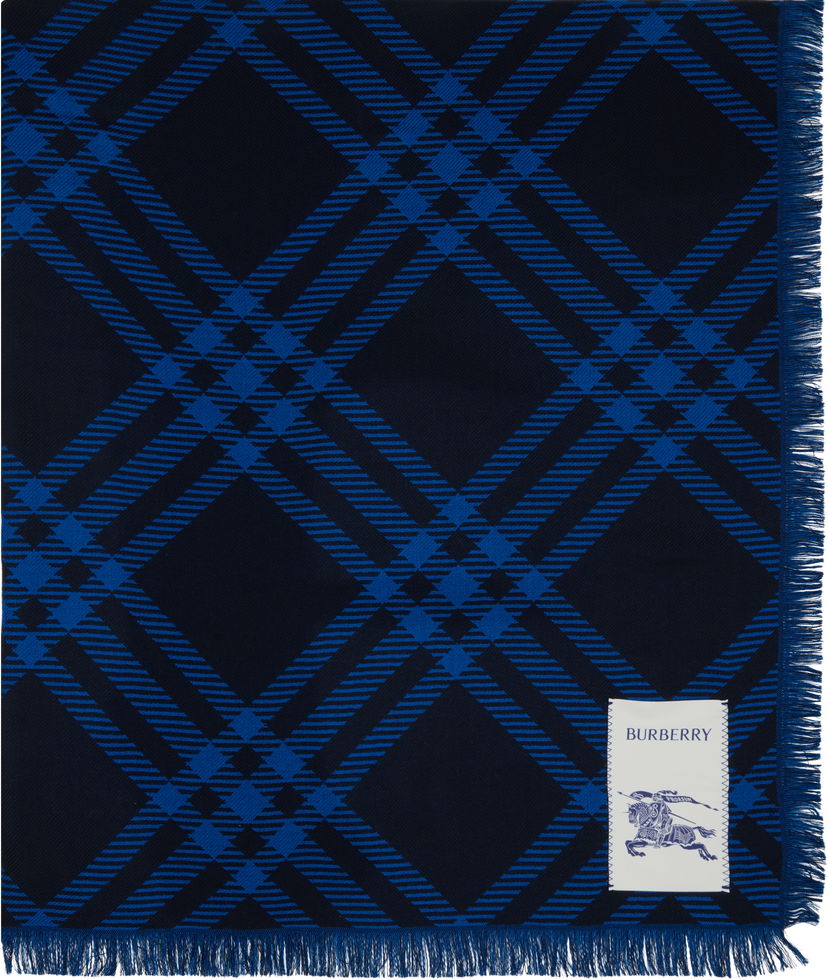 Шарф Burberry Burberry Wide Check Wool Silk Scarf Синій | 8110161