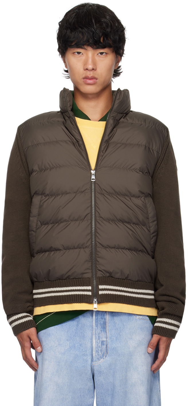 Куртка Moncler Brown Paneled Down Cardigan Коричневий | J20919B00001M1509