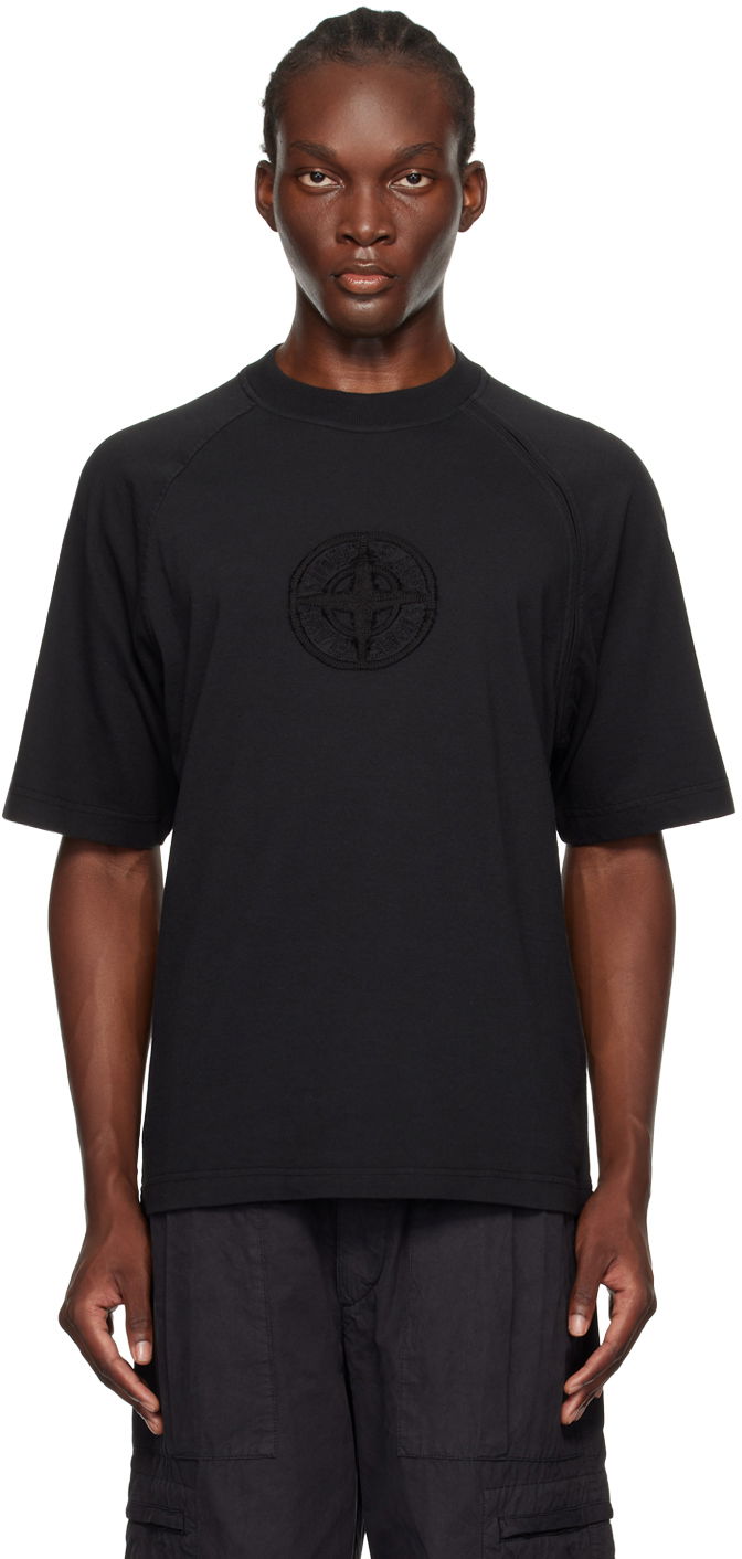 Футболка Stone Island Black Organic Cotton T-Shirt чорний | 8115201M1