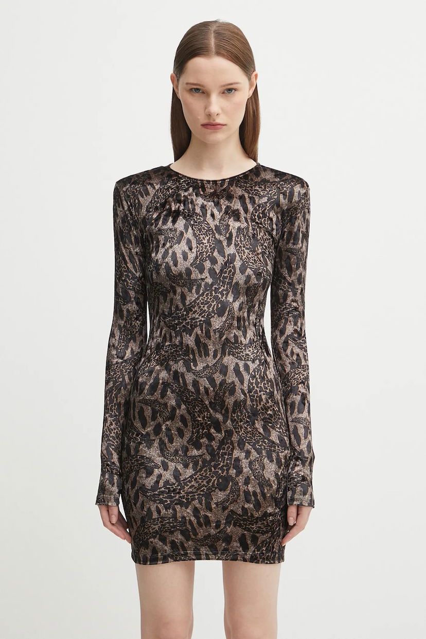плаття Fiorucci Fiorucci Banimalier Print Velour Padded Mini Dress Коричневий | W02FPDMN011VR01BR01