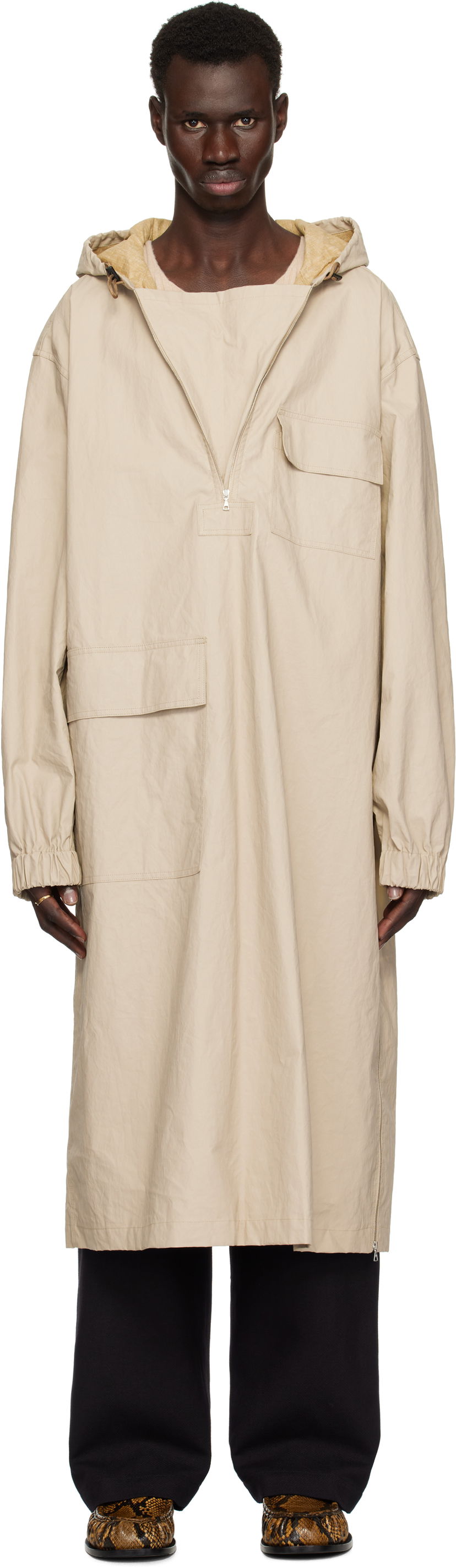 Дощовик Dries Van Noten Dries Van Noten Half-Zip Hooded Coat бежевий | 251-020508-1285