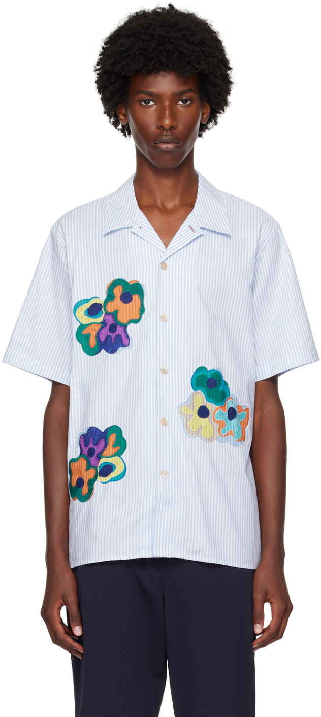Сорочка Paul Smith PS Paul Smith Striped Flowers Appliquéd Shirt Синій | M2R-695UP-N22097-41