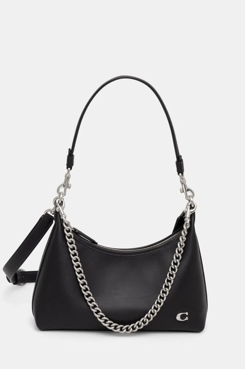 Сумка Coach Leather Shoulder Bag with Chain Strap чорний | CW640