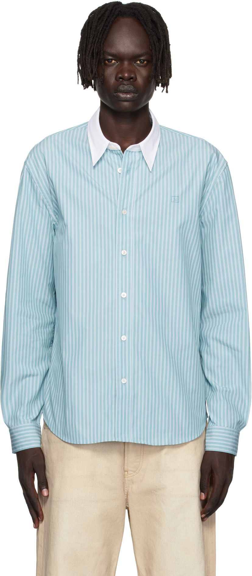 Сорочка Acne Studios Acne Studios Striped Button-Up Shirt Бірюзовий | CB0114-
