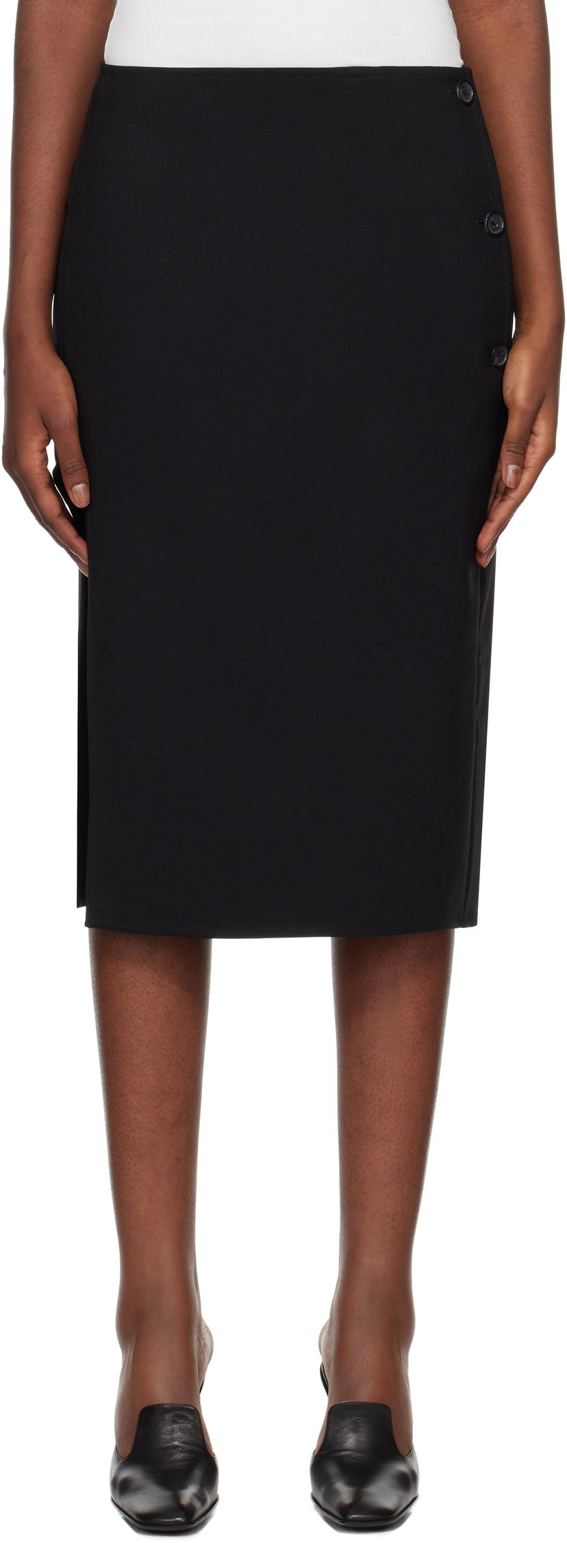 Спідниця Courrèges Oblique Tailored Midi Skirt чорний | 424CJU196WO0113